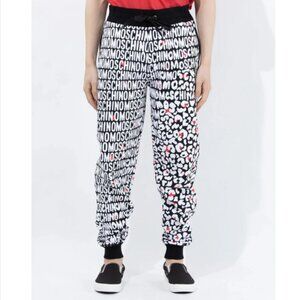Moschino Underwear Logo Print Jogger Sweatpants Black/White/Red Size Small NWOT